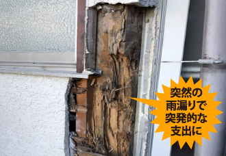 突然の雨漏りで突発的な支出に