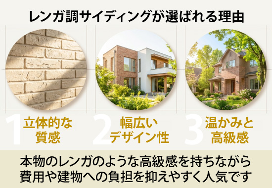 レンガ調サイディングは本物のレンガのような高級感を持ちながら費用や建物への負担を抑えやすく人気です