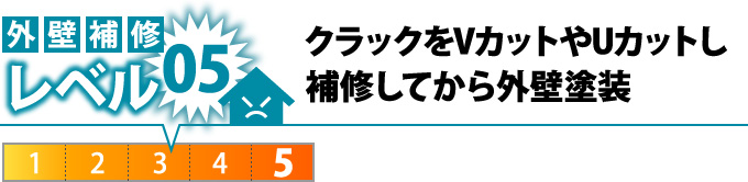 クラックをVカットやUカットし補修してから外壁塗装