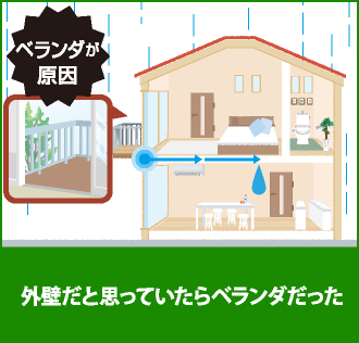 ベランダが雨漏りの原因だったお住まい