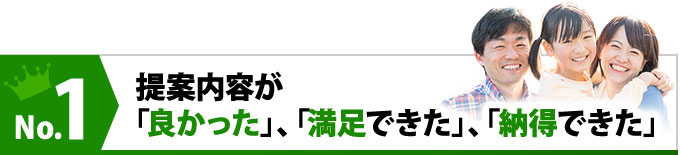 ナンバーワン提案内容がよかった、満足できた、納得できた