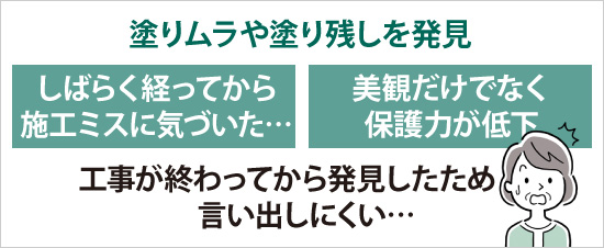 塗りムラや塗り残しを発見