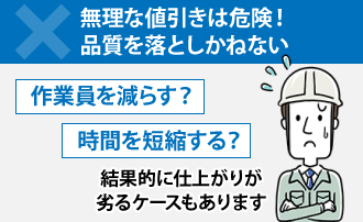 無理な値引きは危険！品質を落としかねない