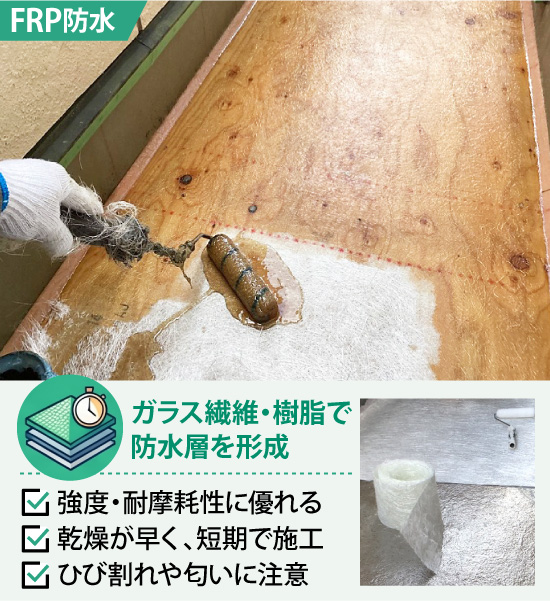 FRP防水はガラス繊維・樹脂で防水層を形成