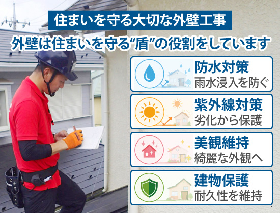 外壁は住まいを守る“盾”の役割をしています