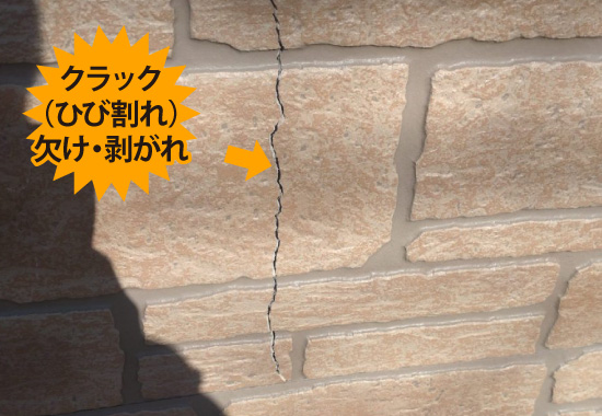 クラック（ひび割れ）欠け・剥がれ