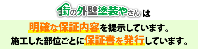 明確な保証内容を提示しています。施工した部位ことに保証書を発行しています。