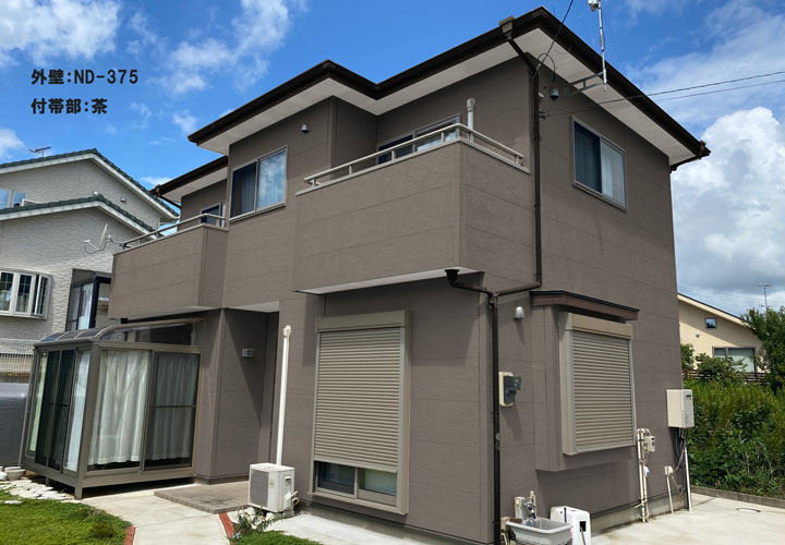 山武郡芝山町新井田で外壁塗装のカラーシミュレーション パーフェクトセラミックトップｇのnd 375 5分艶に決定 千葉の外壁塗装 屋根塗装 塗り替えは街の外壁塗装やさん千葉本店へ