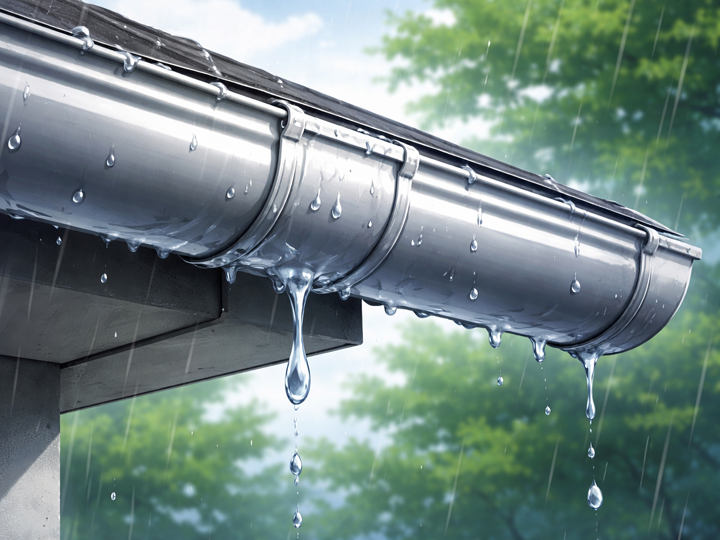 雨樋から水漏れが起きているイメージ