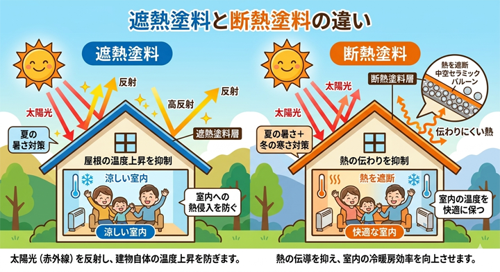 遮熱塗料と断熱塗料の違いを解説！
