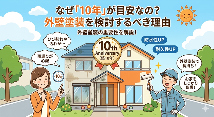 外壁塗装はなぜ10年が目安？適切な時期に塗り替えを行う重要性と劣化サイン