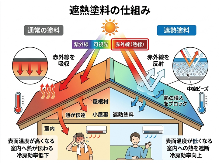 遮熱塗料の図解イメージ