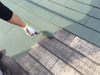 サーモアイ4Fクールミラノグリーンでスレート屋根塗装