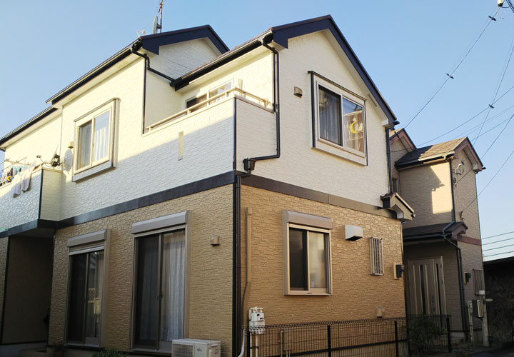 君津市外箕輪でパーフェクトトップのND-155とND-376を使用した外壁塗装