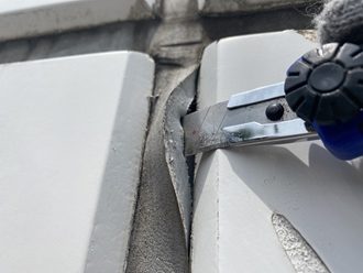 千葉市稲毛区園生町にて外壁シールの劣化、シーリング打ち替え工事