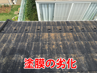 塗膜が劣化したセメント瓦屋根
