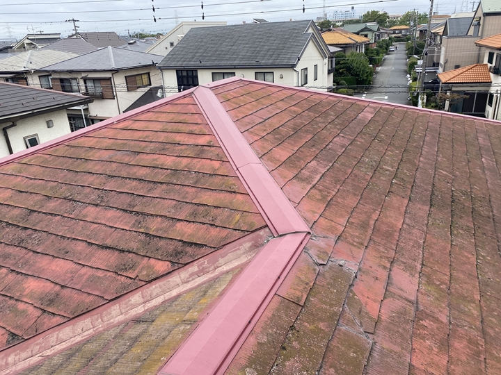 スレート屋根の現地調査