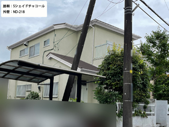 柏市増尾のお客様邸、パーフェクトトップND-218で外壁塗装工事を行なわ 