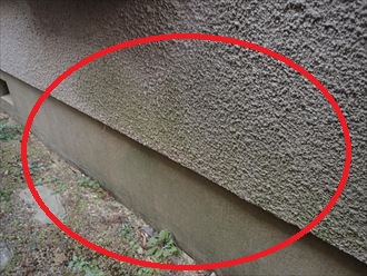 モルタル外壁の防水性の低下により苔が発生