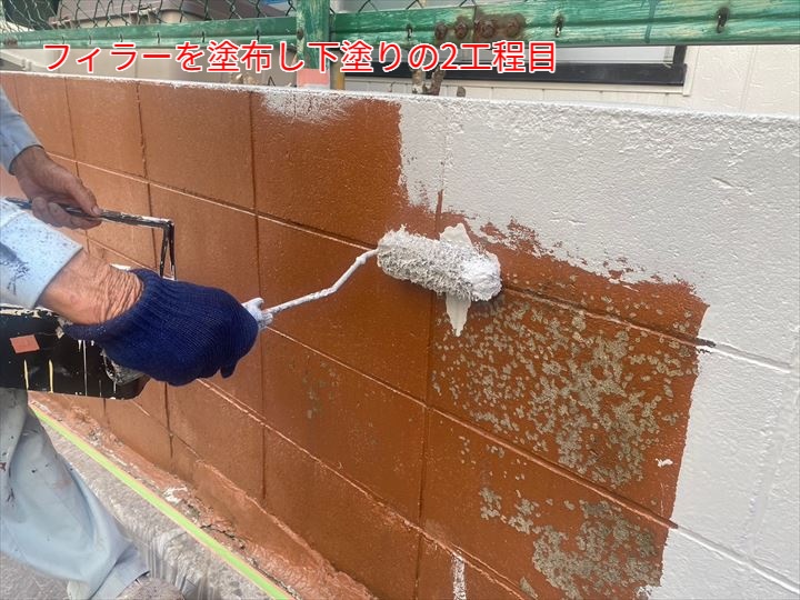 フィラーの塗布で下塗り2工程目