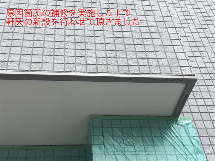 原因箇所の補修を実施した上で軒天の新設