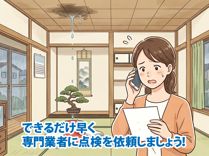 雨漏りを見つけたら、できるだけ早く専門業者に点検を依頼しましょう！