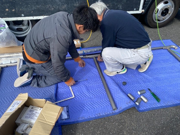 手摺部材の現場組立