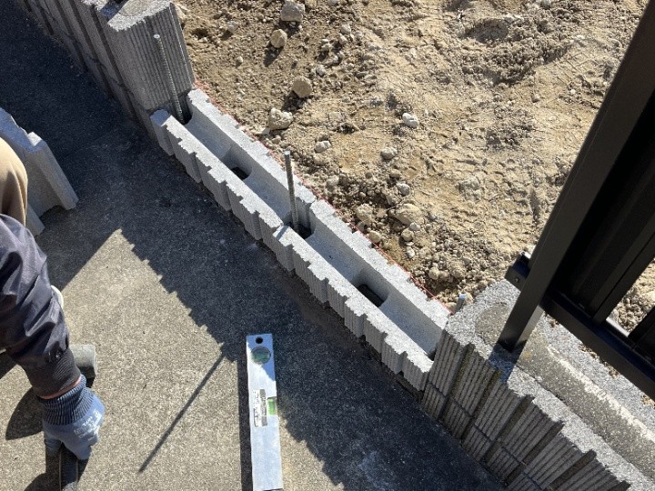 開口部へのブロック積み