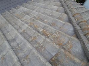 袖ヶ浦市 屋根塗装の調査　セメント瓦　苔