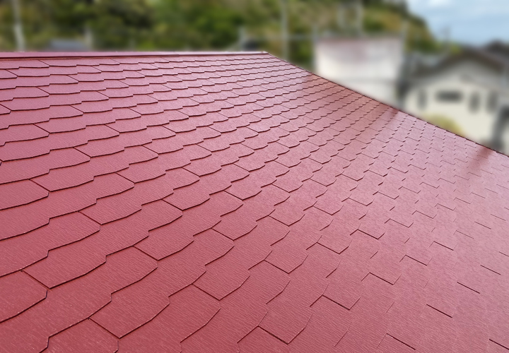 袖ケ浦市飯富にて遮熱塗料サーモアイSiの色「クールマルーン」で屋根塗装