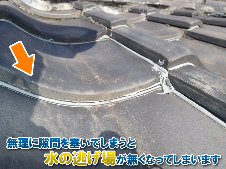 ラバーロックで無理に隙間を塞いでしまうと、かえって水の逃げ場がなくなり、内部で雨水が滞留しやすくなる