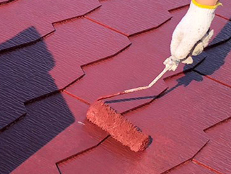 袖ケ浦市飯富にて外壁塗装と併せて屋根塗装工事、色はクールマルーン
