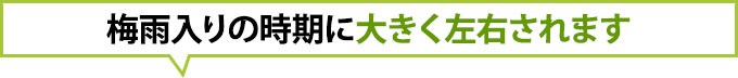 梅雨入りの時期に大きく左右されます